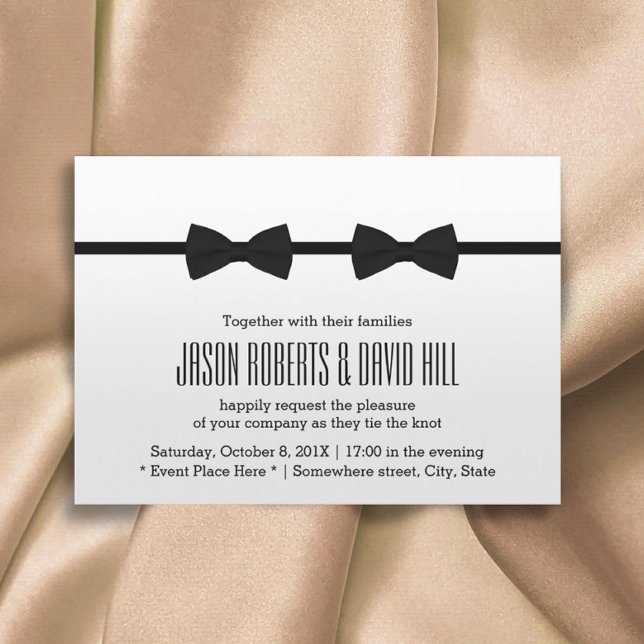 Invitación Boda Gay Clásico Minimalista Bow Tie Sr. y Sr. (Subido por el creador)