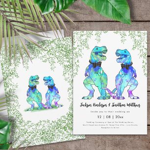 Invitación Boda Gay de Dinosaurio T-Rex Dos Novios