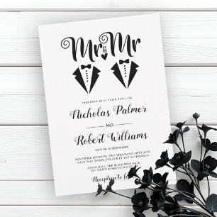 Invitación Boda gay de dos novios Mr y Mr con esmoquin negro