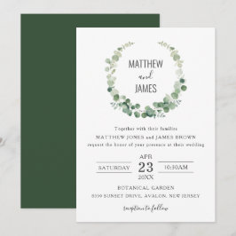 Invitación Boda gay de Eucalyptus Greenery minimalista 
