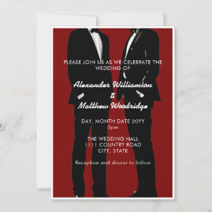 Invitación Boda gay de hombres moderna y elegante