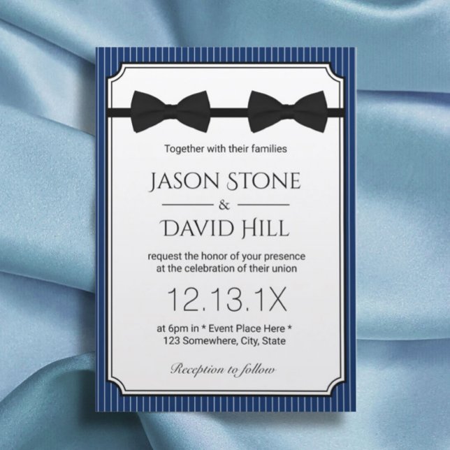 Invitación Boda gay doble amarre amarre azul de la marina clá (Subido por el creador)