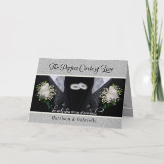 Invitación Boda Gay Fotográfico Interior Plateado y Negro