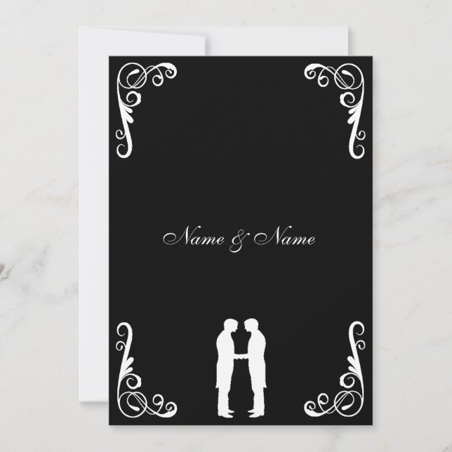 Invitación Boda gay Groom y Groom Invite: blanco y negro (Anverso)
