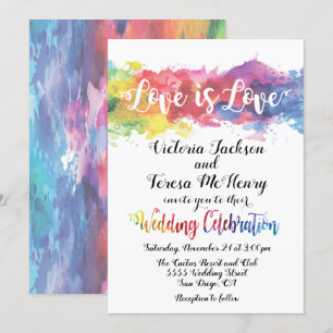 Invitación Boda gay lesbiana moderna de la acuarela