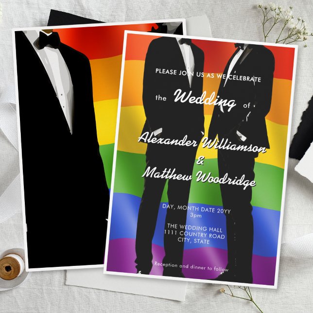 Invitación Boda Gay Moderna y Elegante Arcoíris (Subido por el creador)