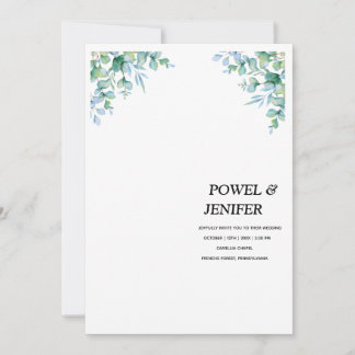 Invitación Boda generaria de eucalipto