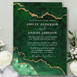 Invitación Boda Geode del árido de mármol verde de color de a