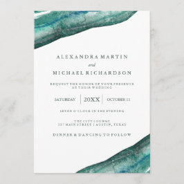 Invitación Boda Geode Verde azulado de acuarela