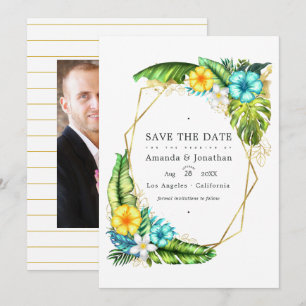Invitación Boda geométrica alohá tropical de verano Foto