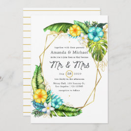 Invitación Boda Geométrica Aloha Tropical en Playa de Verano