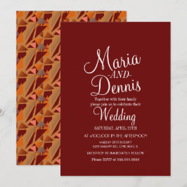 Invitación Boda Geométrica Colorida Burgundy Moderna