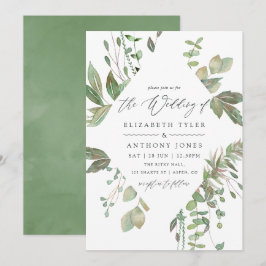 Invitación Boda Geométrica con Vegetación