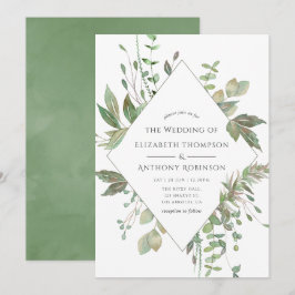 Invitación Boda Geométrica con Vegetación