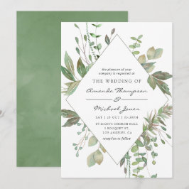 Invitación Boda geométrica con vegetación
