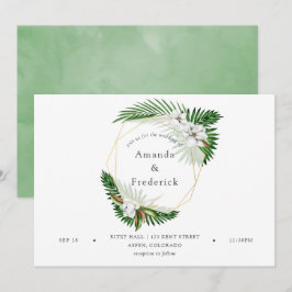 Invitación Boda geométrica de acuarela tropical
