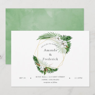 Invitación Boda geométrica de acuarela tropical