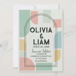Invitación Boda geométrica de arco de mediados de siglo moder