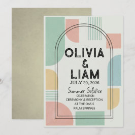 Invitación Boda Geométrica de Arco Moderno de Mitad de Siglo