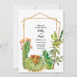 Invitación Boda Geométrica de Cactus del Desierto Florido