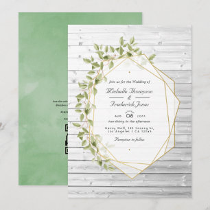 Invitación Boda geométrica de código QR RSVP con vegetación r