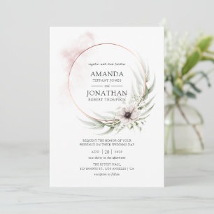 Invitación Boda geométrica de eucalipto acuarela