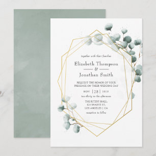 Invitación Boda geométrica de eucalipto de salvia plateada