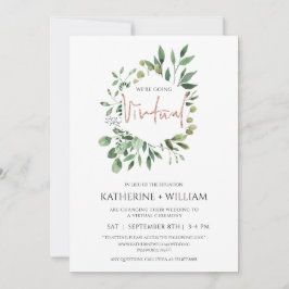 Invitación Boda geométrica de eucalipto dorado virtual