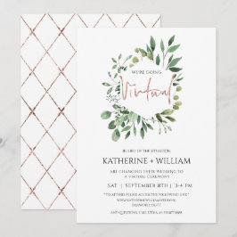 Invitación Boda geométrica de eucalipto dorado virtual