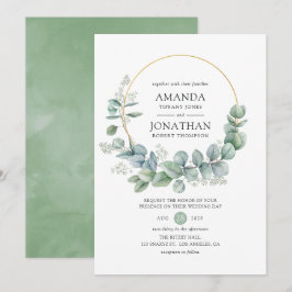 Invitación Boda geométrica de eucalipto en acuarela