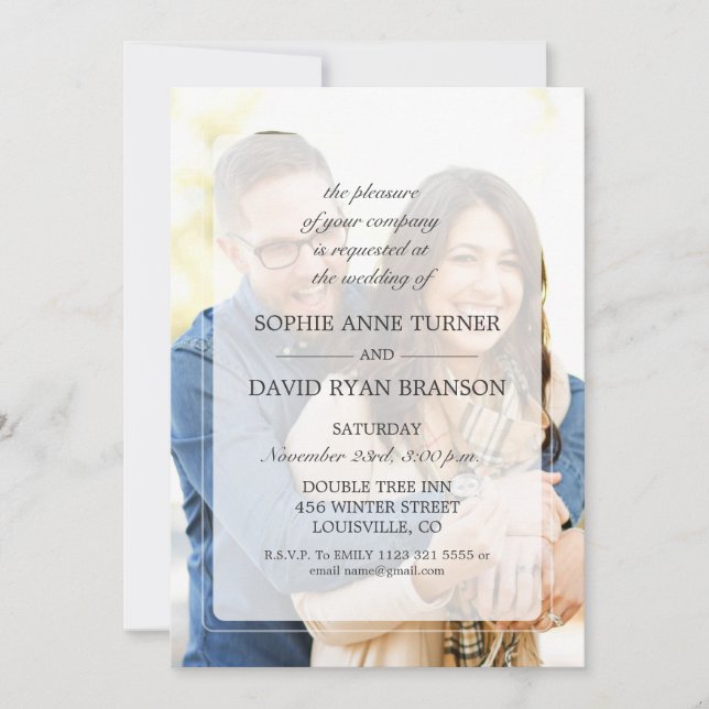 Invitación Boda Geométrica de Foto Desvanecida Moderna (Anverso)