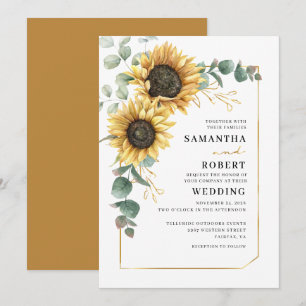 Invitación Boda geométrica de girasol floral eucalipto