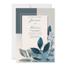 Boda Geométrica de Hoja Índigo Azul Pizarra Mínima