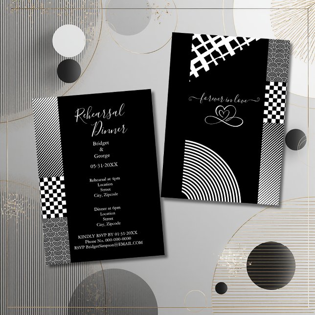 Invitación boda geométrica de ónix negro blanco (Subido por el creador)