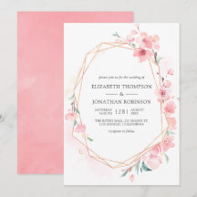 Boda geométrica de primavera con flor de cerezo ro