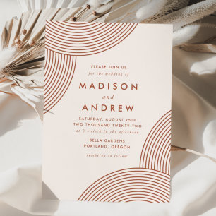 Invitación Boda Geométrica de Remolino de Crema y Terracota