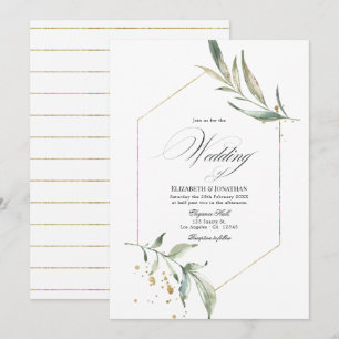 Invitación Boda geométrica de serenidad simplista y vegetació