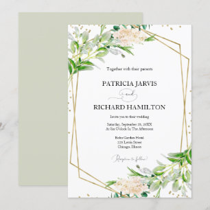 Invitación Boda geométrica de vegetación elegante moderna