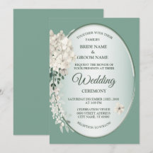 Boda geométrica floral verde jazmín blanco