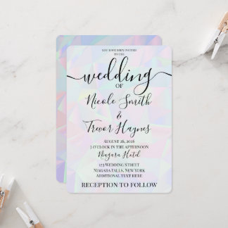 Invitación Boda Geométrica Iridescente Personalizada