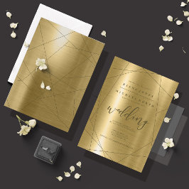 Invitación Boda Geométrica Metálica Oro ID648