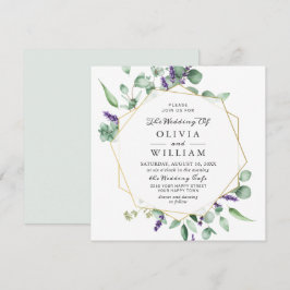 Invitación Boda geométrica moderna de eucalipto y lavanda