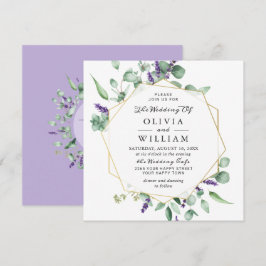 Invitación Boda Geométrica Moderna de Eucalipto y Lavanda
