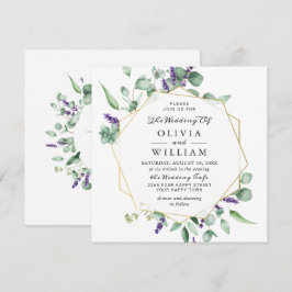 Invitación Boda Geométrica Moderna de Eucalipto y Lavanda