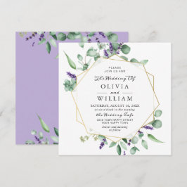 Invitación Boda Geométrica Moderna de Eucalipto y Lavanda