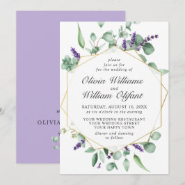 Invitación Boda Geométrica Moderna de Eucalipto y Lavanda