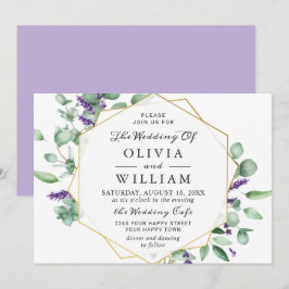 Invitación Boda Geométrica Moderna de Eucalipto y Lavanda