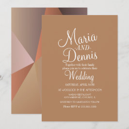 Invitación Boda Geometrica Moderna Marrón Neutra de Otoño