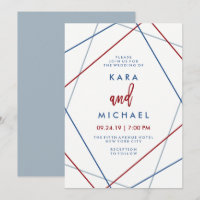 Boda geométrica patriótica moderna del americano