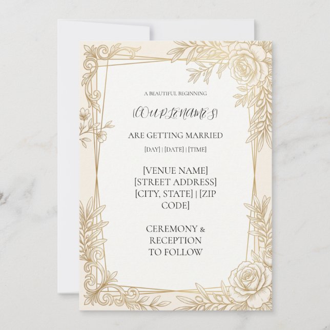Invitación Boda Geométrica Personalizada (Anverso)